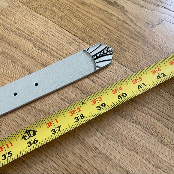 Love Strength Gray Leather Belt with Silver Buckle - Picture 5 of 5